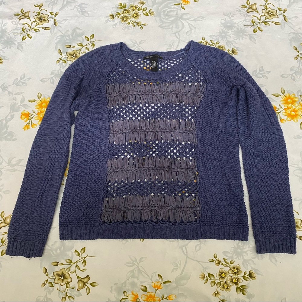 INC Size PM Indigo Ribbed Sweater